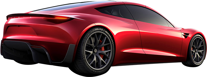 Tesla In Red From The Side - Tesla Roadster Matte Black (800x500), Png Download