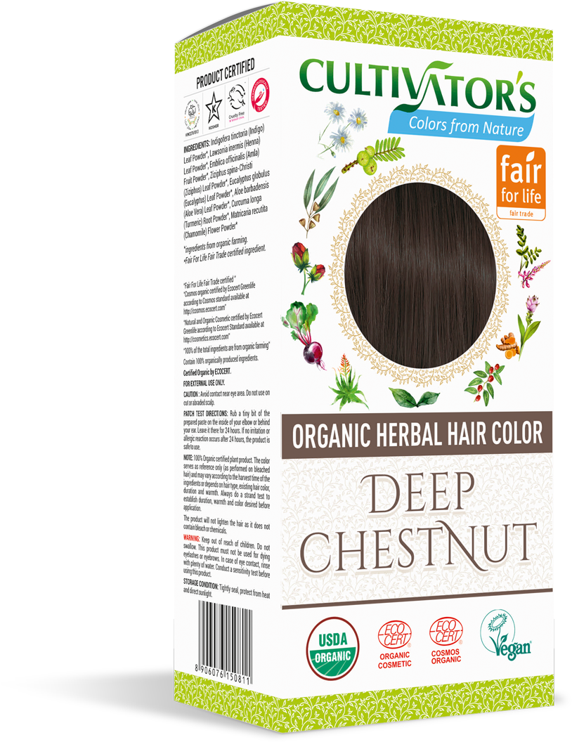 Organic Hair Color - Organic Herbal Hair Color | Chestnut (900x1115), Png Download