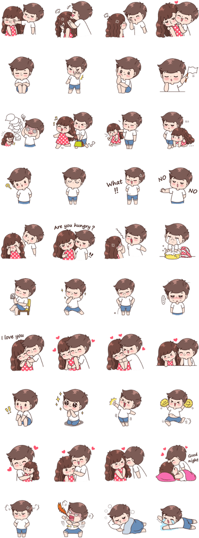 卖line 贴图boobib Cute Couples Vol - Boobib Cute Couple Vol2 (420x1121), Png Download