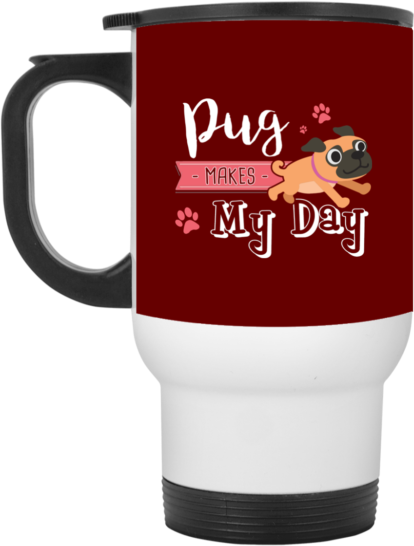 Pug Makes My Day - 2 Pug - Men's Zip Hoodie (1155x1155), Png Download