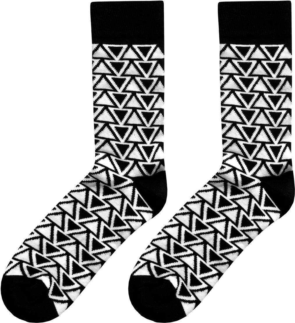 Fana & Fotter Tribal Triangles Black/white Socks - Sock (1200x1200), Png Download