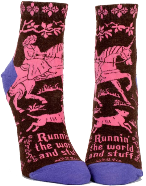 Runnin The World Women's Socks Weird Funny Gags Gifts - Socks Runnin The World (700x713), Png Download