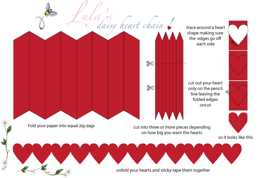Paper Heart Chain - Heart Paper Chain (873x600), Png Download