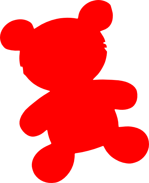 Red Clip Art Hxucxe Clipart - Grey Teddy Bear Clip Art (486x595), Png Download