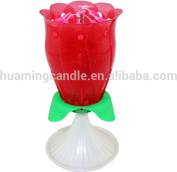 Rose Unrotate Flower Shape Music Birthday Candle - Wax (750x750), Png Download