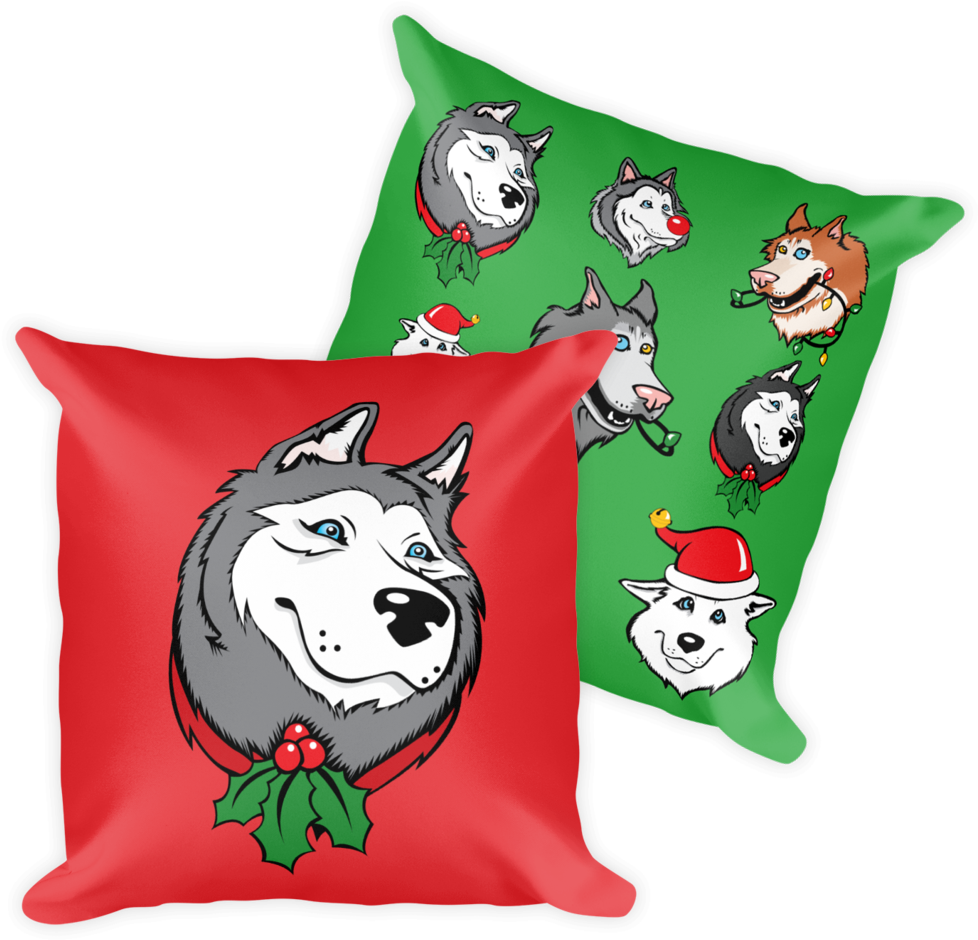 Siberian Husky Christmas, Holiday Large Square Throw - Christmas Day (1024x1024), Png Download
