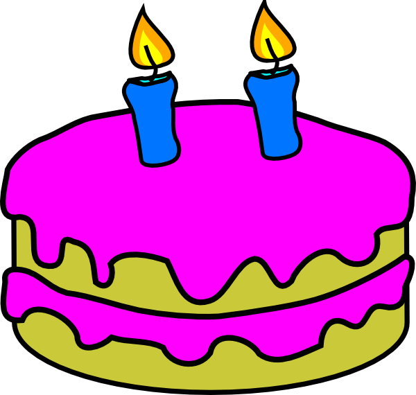 Flickering Birthday Candle Clipart - Birthday Cake With 2 Candles (600x570), Png Download