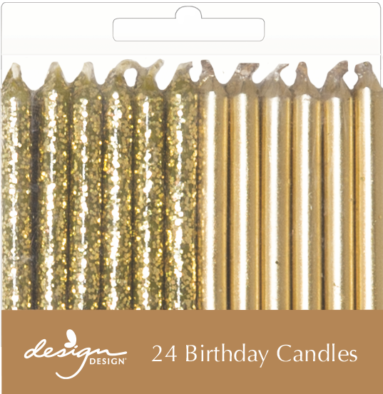 24 Pack Of Gold Birthday Candles - Design Design Metallic Birthday Candles, Gold (537x553), Png Download
