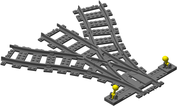 3d Printed Lego Compatible Three Way Switch - 3d Train Track Png (644x380), Png Download