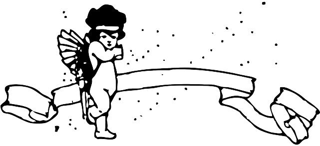 Outline, Love, Ribbon, Banner, Angel, Wings, Cupid - Clip Art (640x320), Png Download