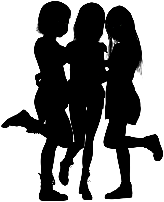 Best Friends Silhouette At Getdrawings - Girlfriends Silhouette (578x720), Png Download