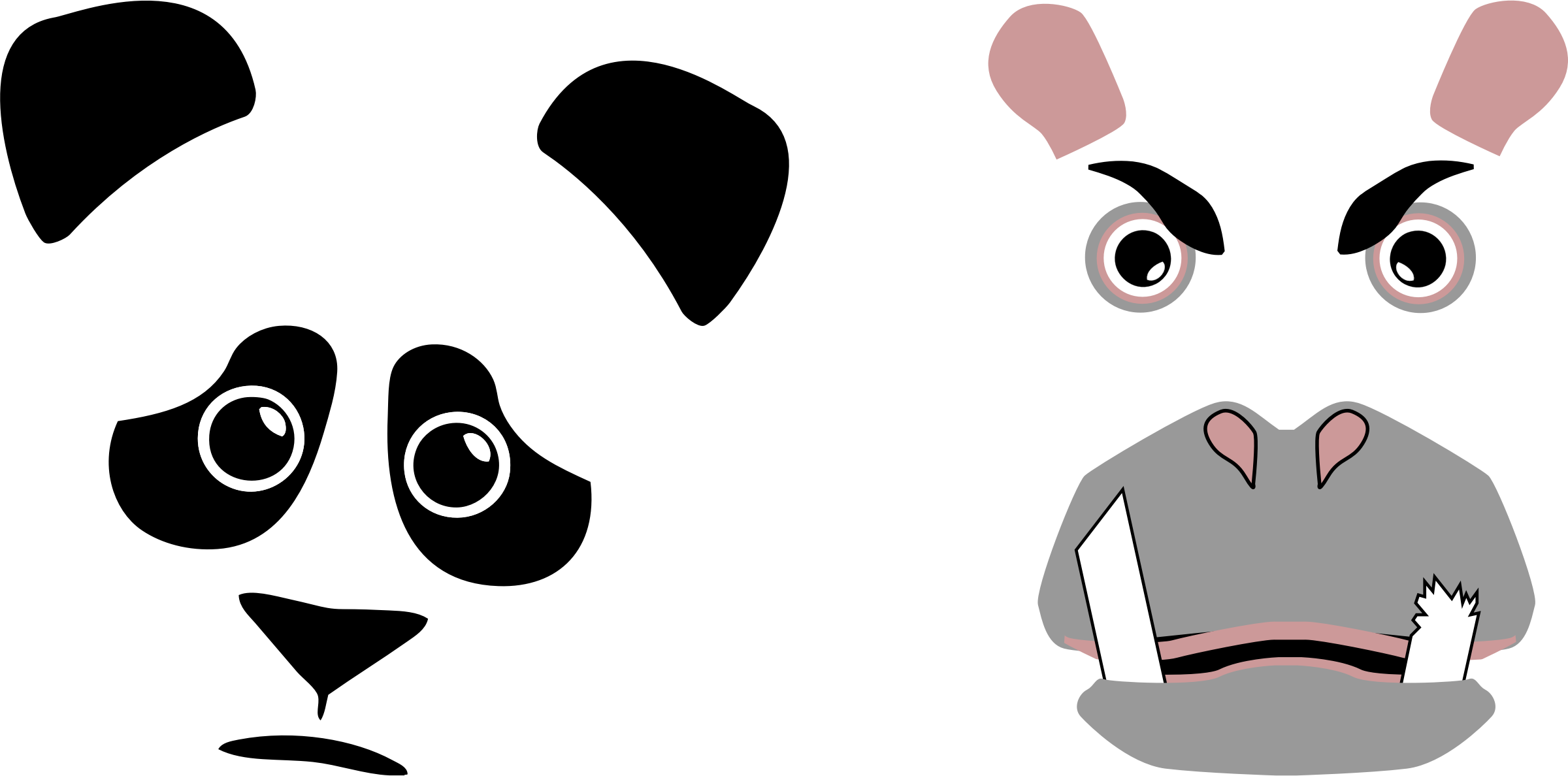 This Free Icons Png Design Of Panda & Hippo (2400x1188), Png Download