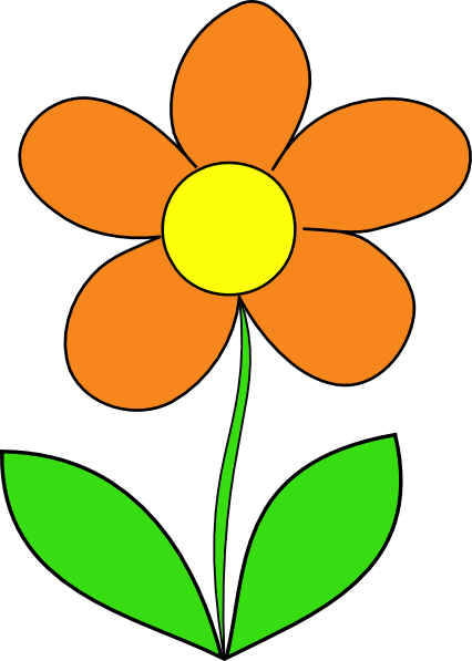 Orange Flower Clipart Single Flower - Orange Flower Clipart (426x597), Png Download