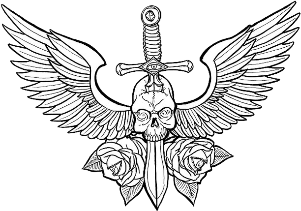 Download Chest Tattoo Png Photos - Drawings Of Skulls With Wings ...