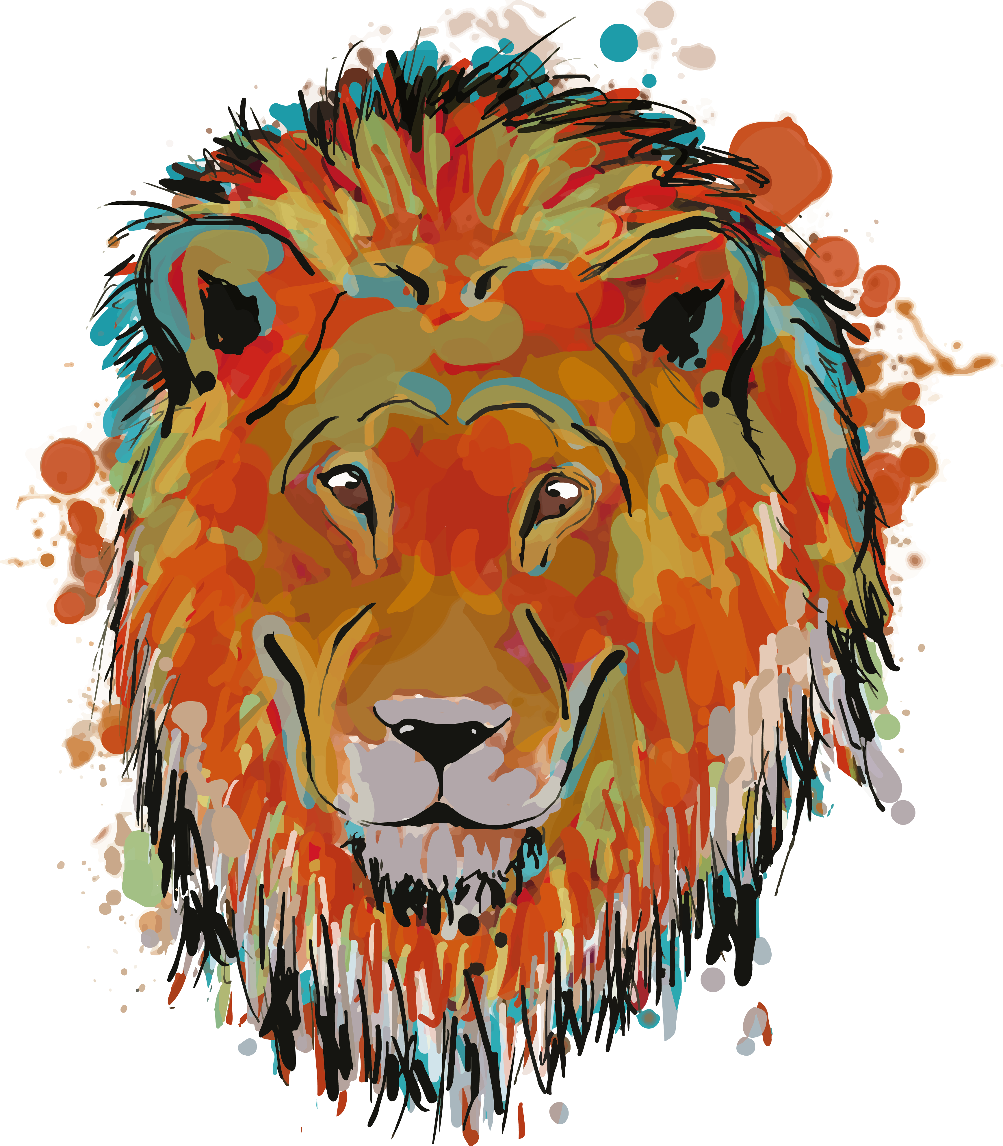 Watercolor Lion Tshirt Design - T-shirt (3472x3968), Png Download