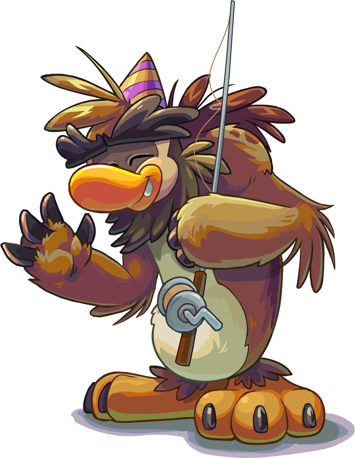 Puffle Party 2015 Sasquatch With Fishing Pole - Sam The Sasquatch Club Penguin (720x928), Png Download