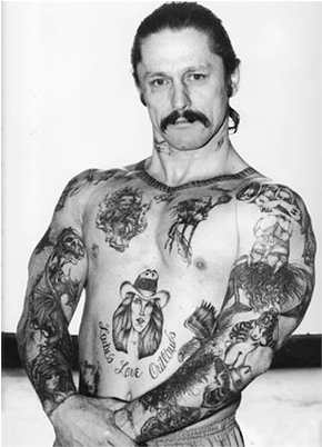 Lightning Bolts On One Side Of This Man's Neck And - Old School Jail Tattoos (534x401), Png Download