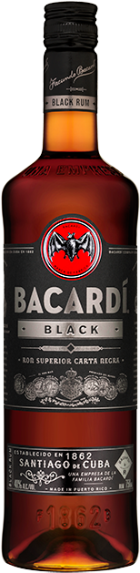 Bacardi Black Rum 750ml (320x706), Png Download