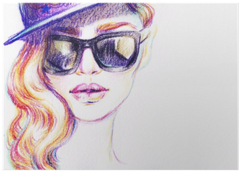 Woman In Sunglasses - Watercolor Painting (400x400), Png Download