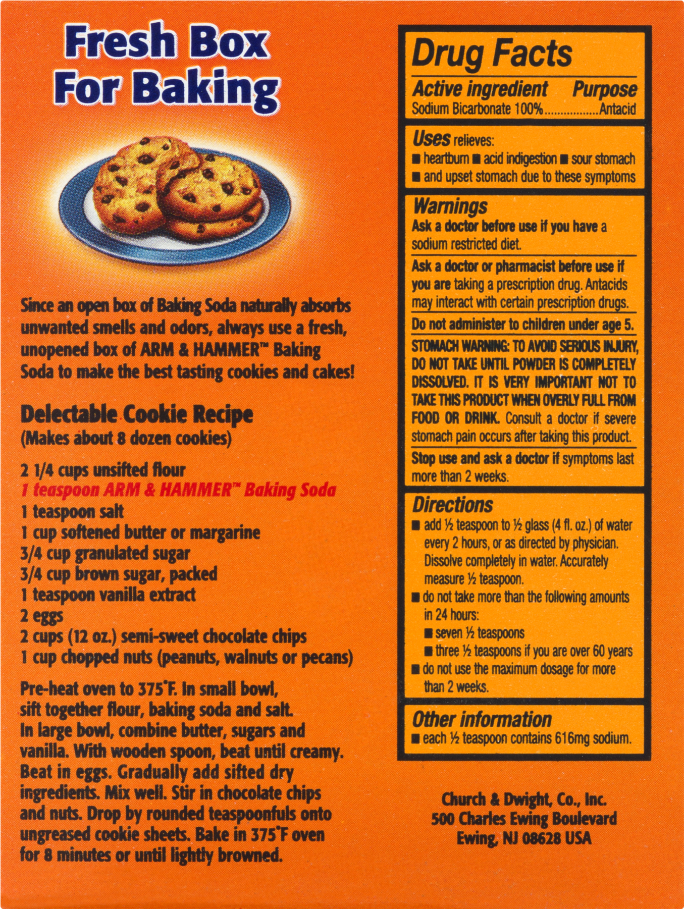 Arm And Hammer Baking Soda Ingredients (1800x1800), Png Download