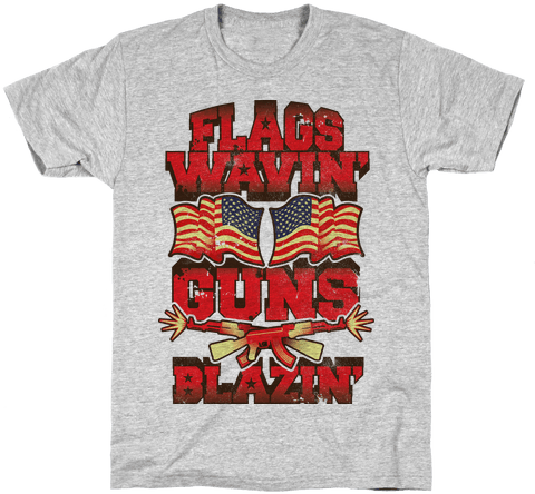 Flags Waving Guns Blazing Mens T-shirt - I M Socially Awkward Shirt (484x484), Png Download