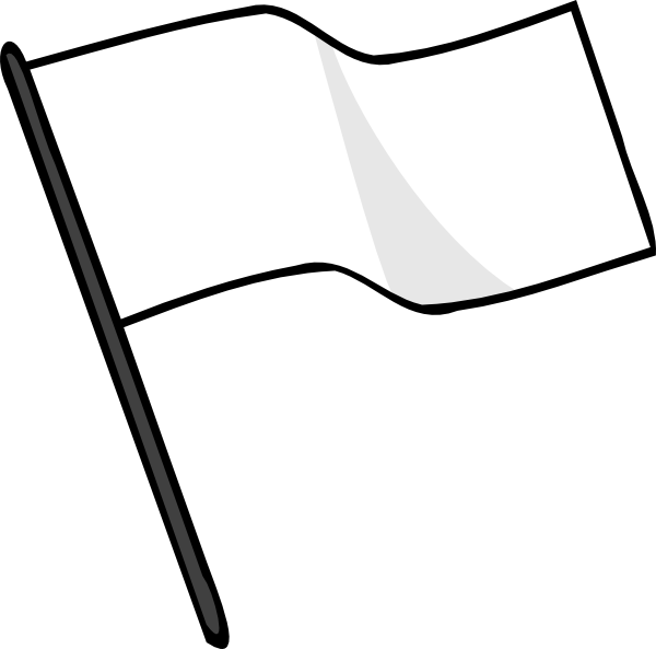 Flag Banner Clipart Black And White - White Flag Black Background (594x574), Png Download