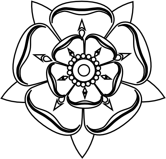 Yorkshire Rose Tudor Rose Tattoos, English Rose Tattoos, - Tudor Rose Black And White (555x531), Png Download