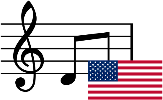 Music Notes And Flag Of Usa - Musical Notes (552x340), Png Download