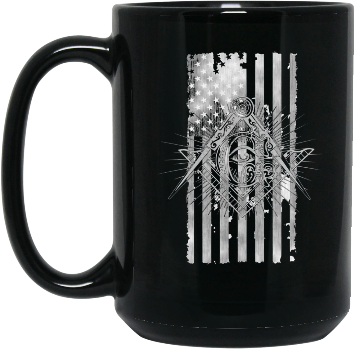 Freemason Patriotic Mason American Flag 15 Oz - Mug (1155x1155), Png Download