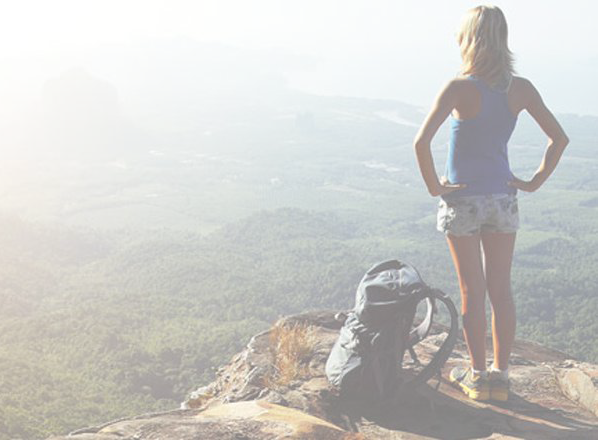 Hiker With Shorts On At Top Png - Hiking Babe (598x440), Png Download