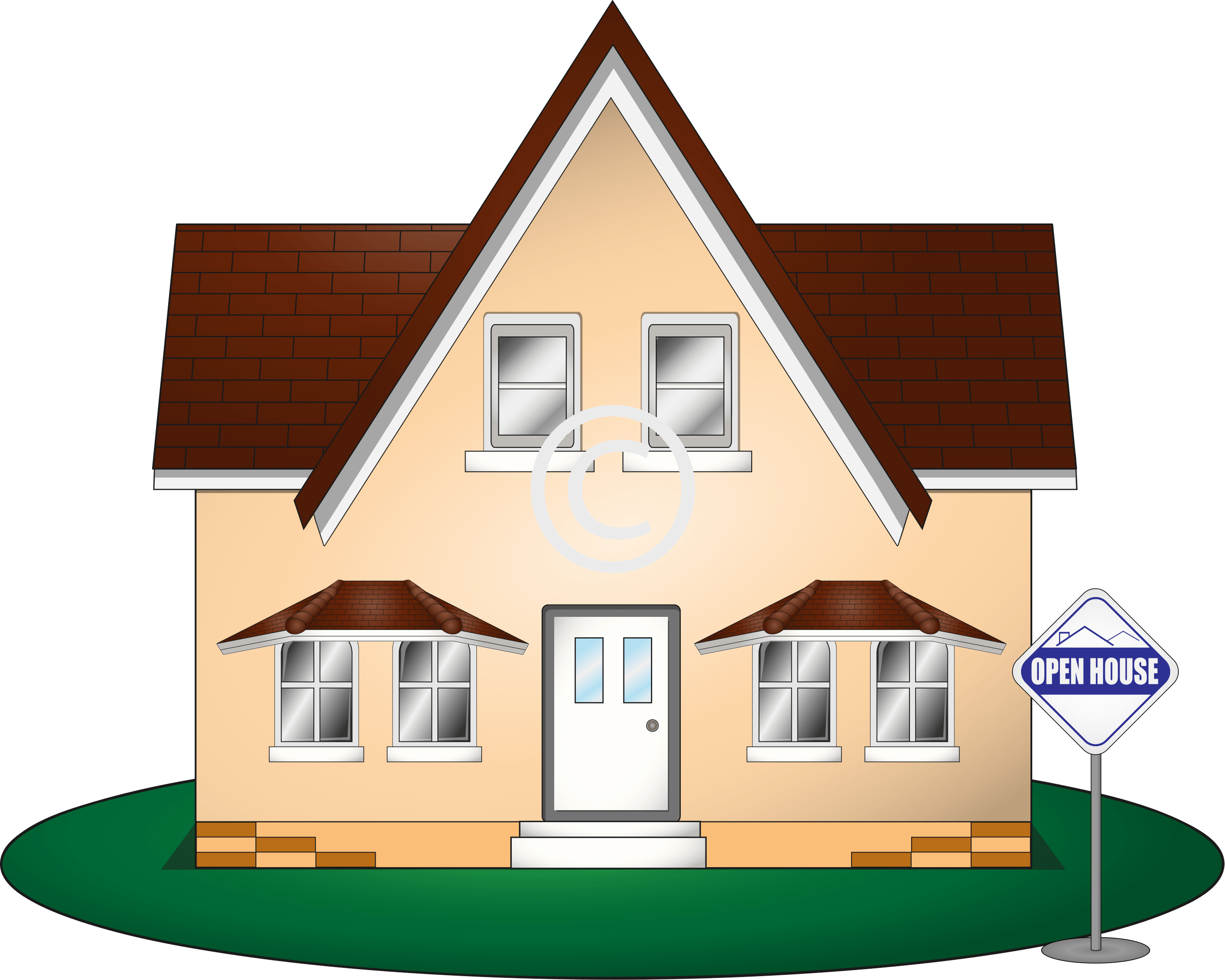 House With Open House Sign - House (2834x2267), Png Download