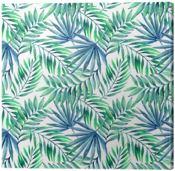 Watercolor Tropical Leaves Seamless Pattern Canvas - Wallpaper (400x400), Png Download