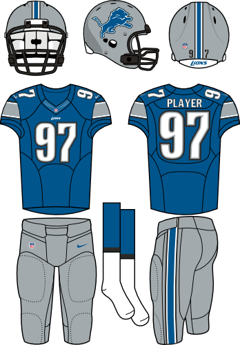Detroit Lions - New York Jets Home Uniform (348x500), Png Download