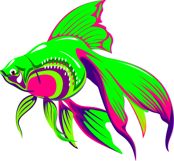Green Clipart Goldfish - Neon Fish Clip Art (600x554), Png Download