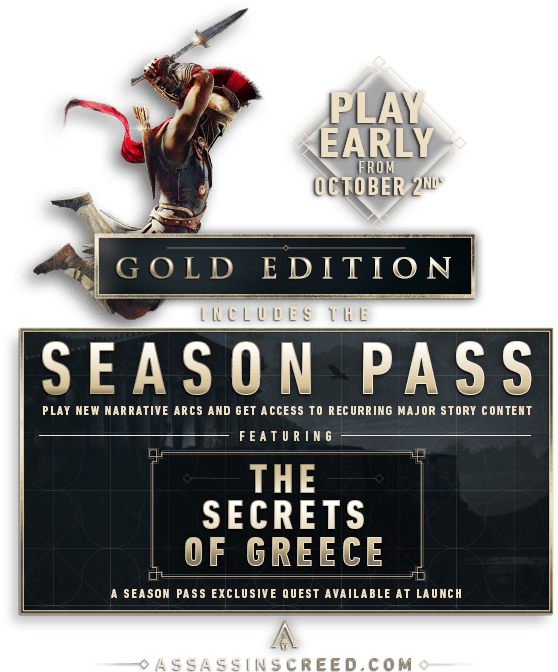 Assassins Creed Gold - Assassins Creed Odyssey Season Pass (600x687), Png Download
