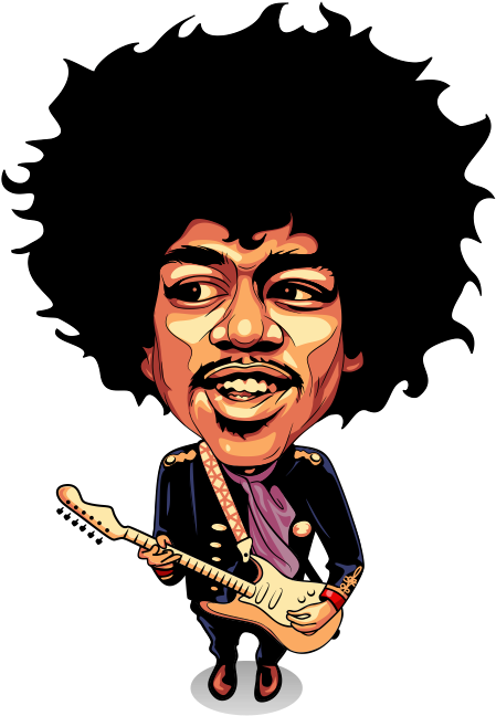 Jimi Hendrix Caricature Toni Agustian - Jimi Hendrix Cartoon (500x707), Png Download
