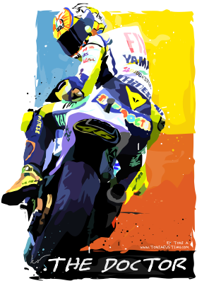 Valentino Rossi - Graphic Design (350x495), Png Download