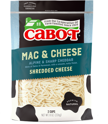Cheddar Is Made For Melting Into Your Favorite Noodle - Cabot Cheese, Shredded, Fine Cut, 4 Cheese Mexican (500x500), Png Download