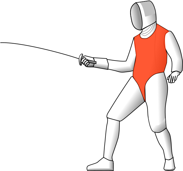 Fake Fencing Costume And Real Fencing Sword - Fencing Foil Target Area (656x600), Png Download