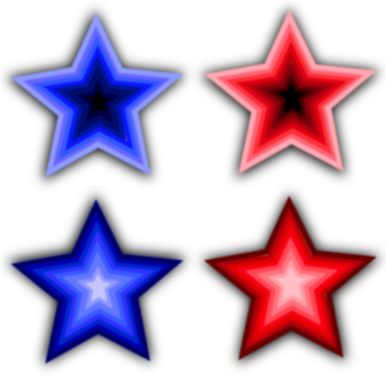 Red, Blue, Simple, Moon, Star, White, Five, Stars, - Four Stars Clipart (640x615), Png Download