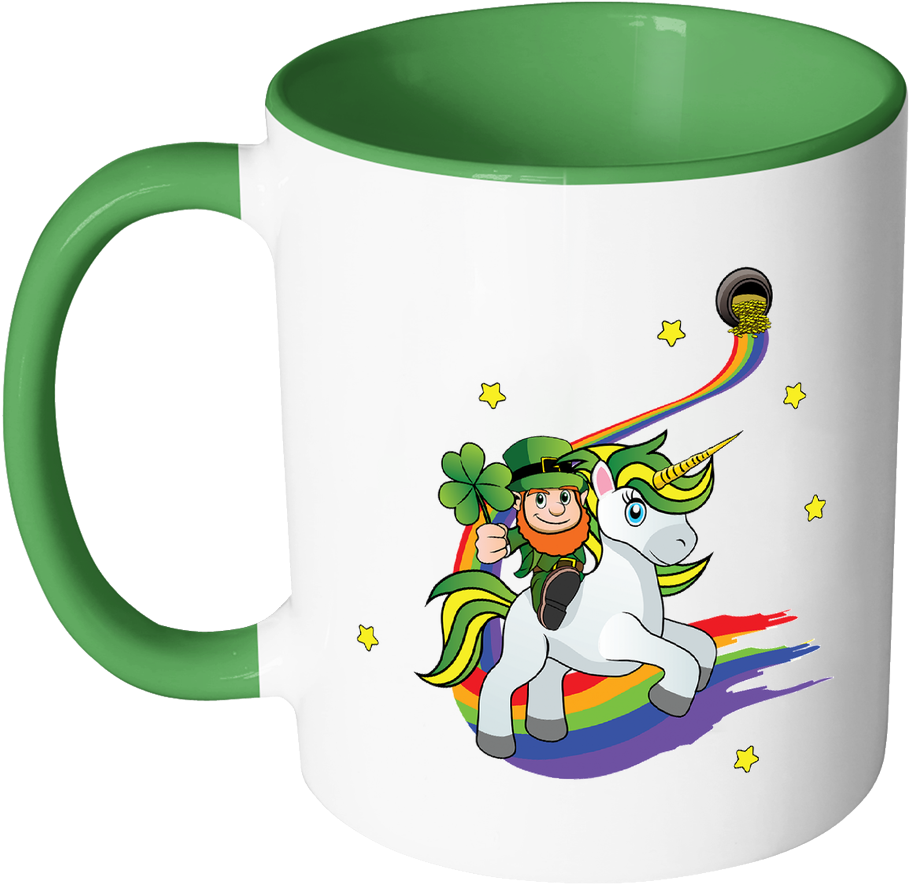 St Patricks Day Coffee Mug Leprechaun Riding On Irish - Mug (1024x1024), Png Download