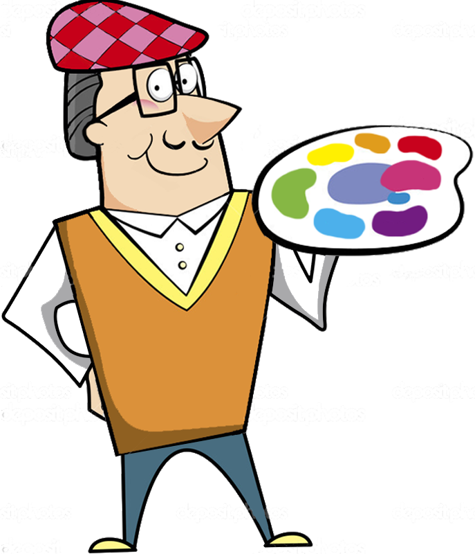 Drawing Clipart Easel Canvas Clip Art - Pencil Artist Cartoon (687x800), Png Download