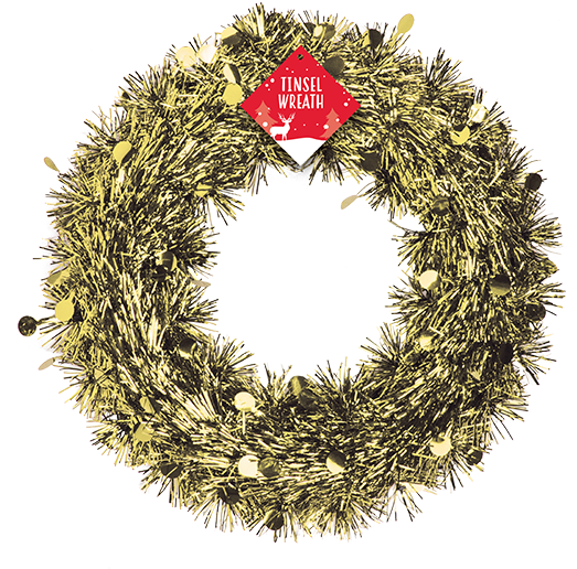 Christmas Tinsel Wreath 28cm - Christmas Day (800x620), Png Download