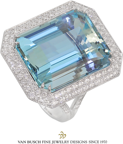 Exquisite Aquamarine And Diamond Ring - Diamond (600x544), Png Download