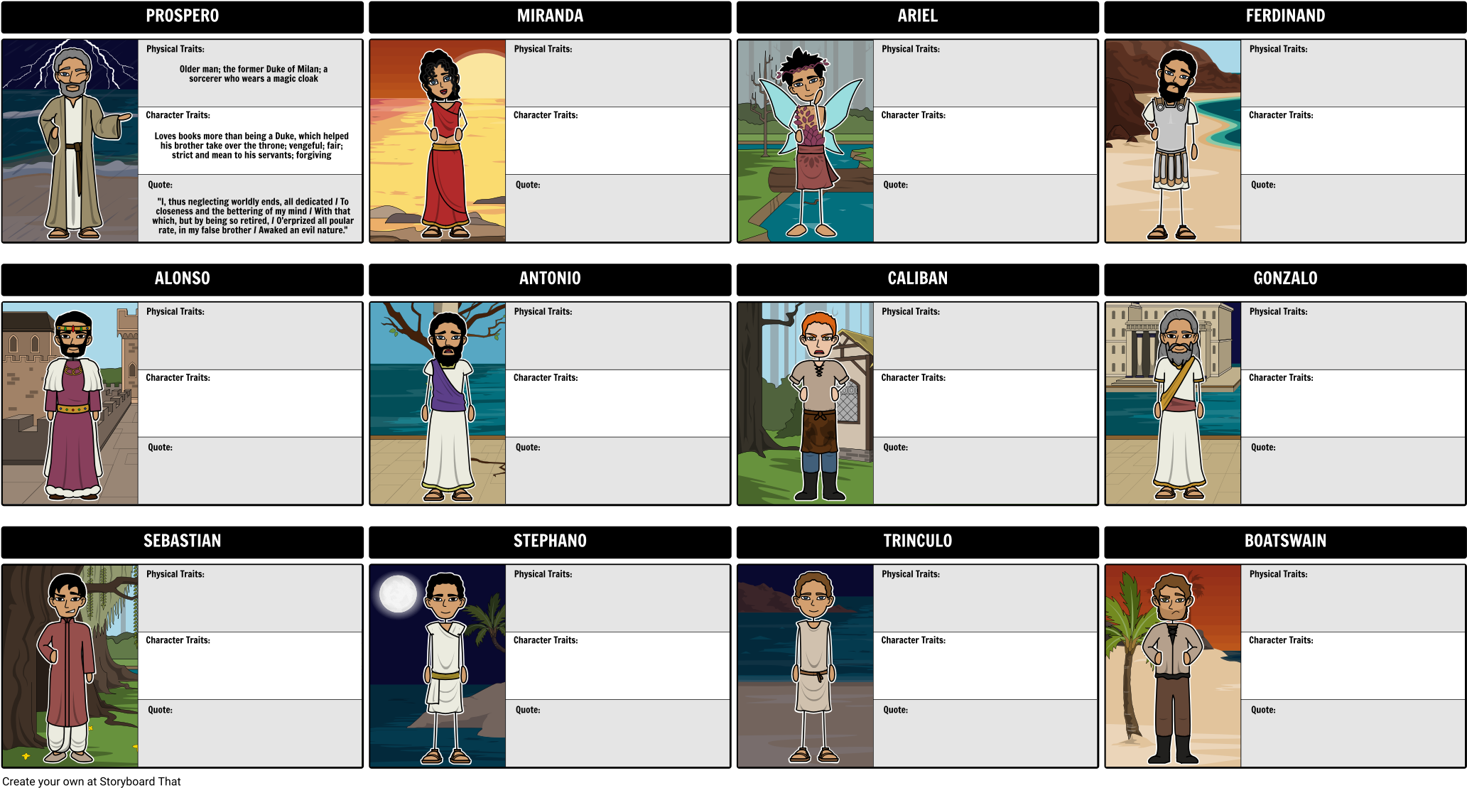Character Map For The Tempest - Character Map Of The Tempest (2081x1124), Png Download