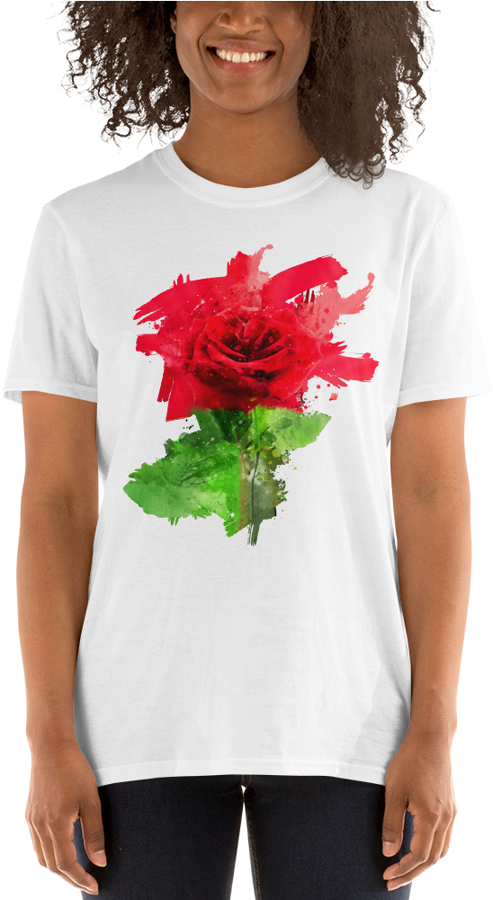 Rose Art Short Sleeve Unisex T Shirt - T-shirt (1000x1000), Png Download