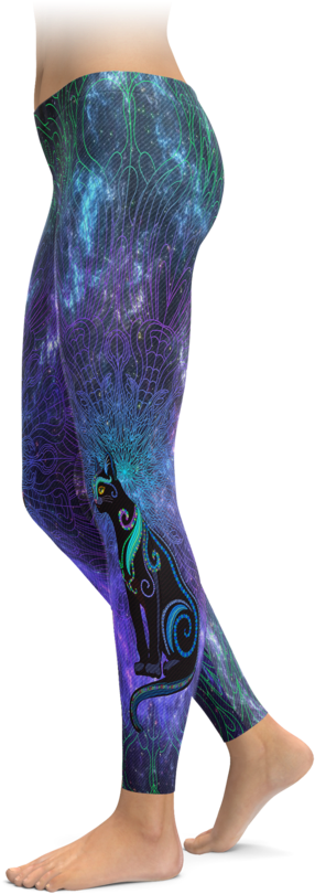 Neon Glow Cat Leggings - Legs On Fire (740x895), Png Download