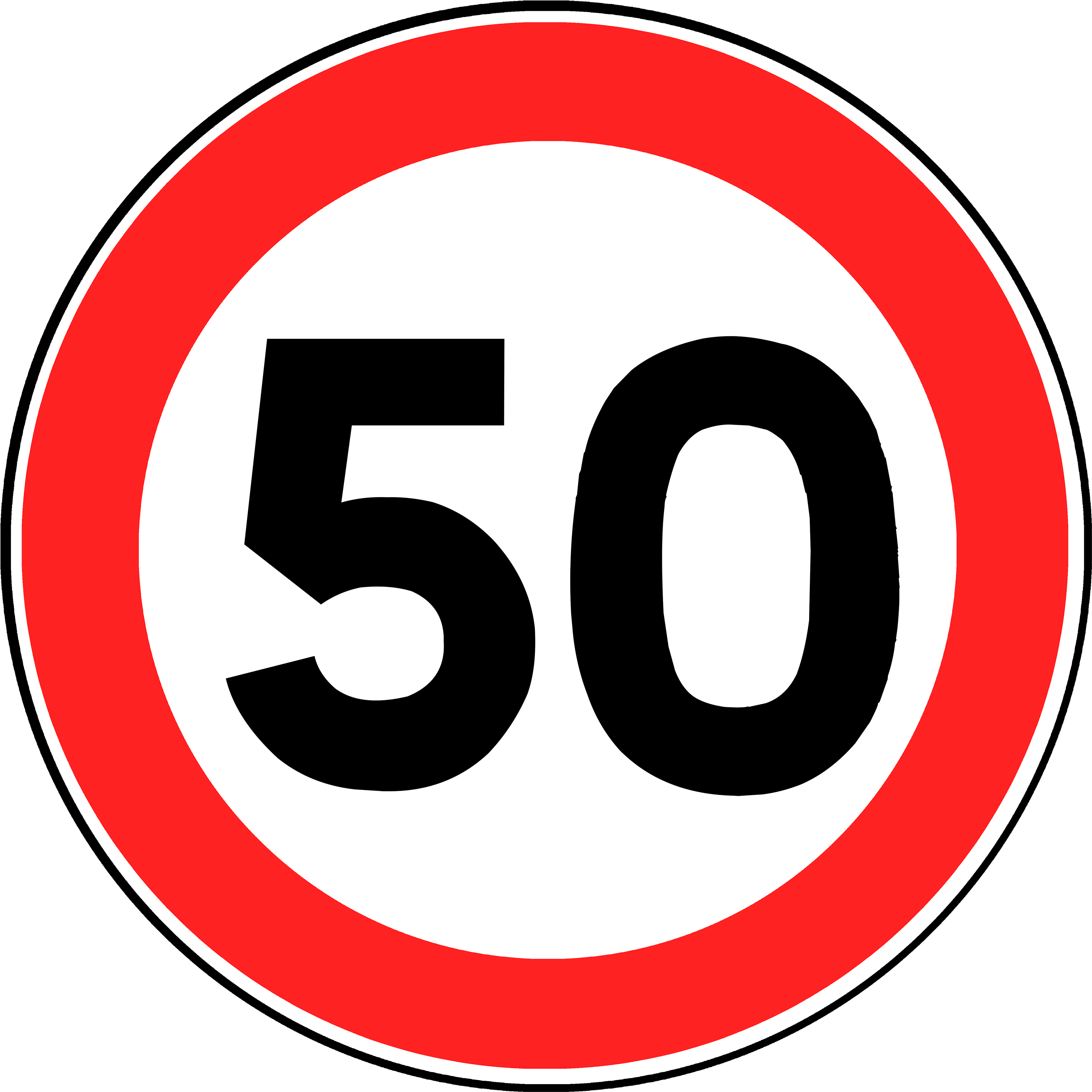 France Speed Limit 50 - Road Signs Speed Limit (3460x3460), Png Download