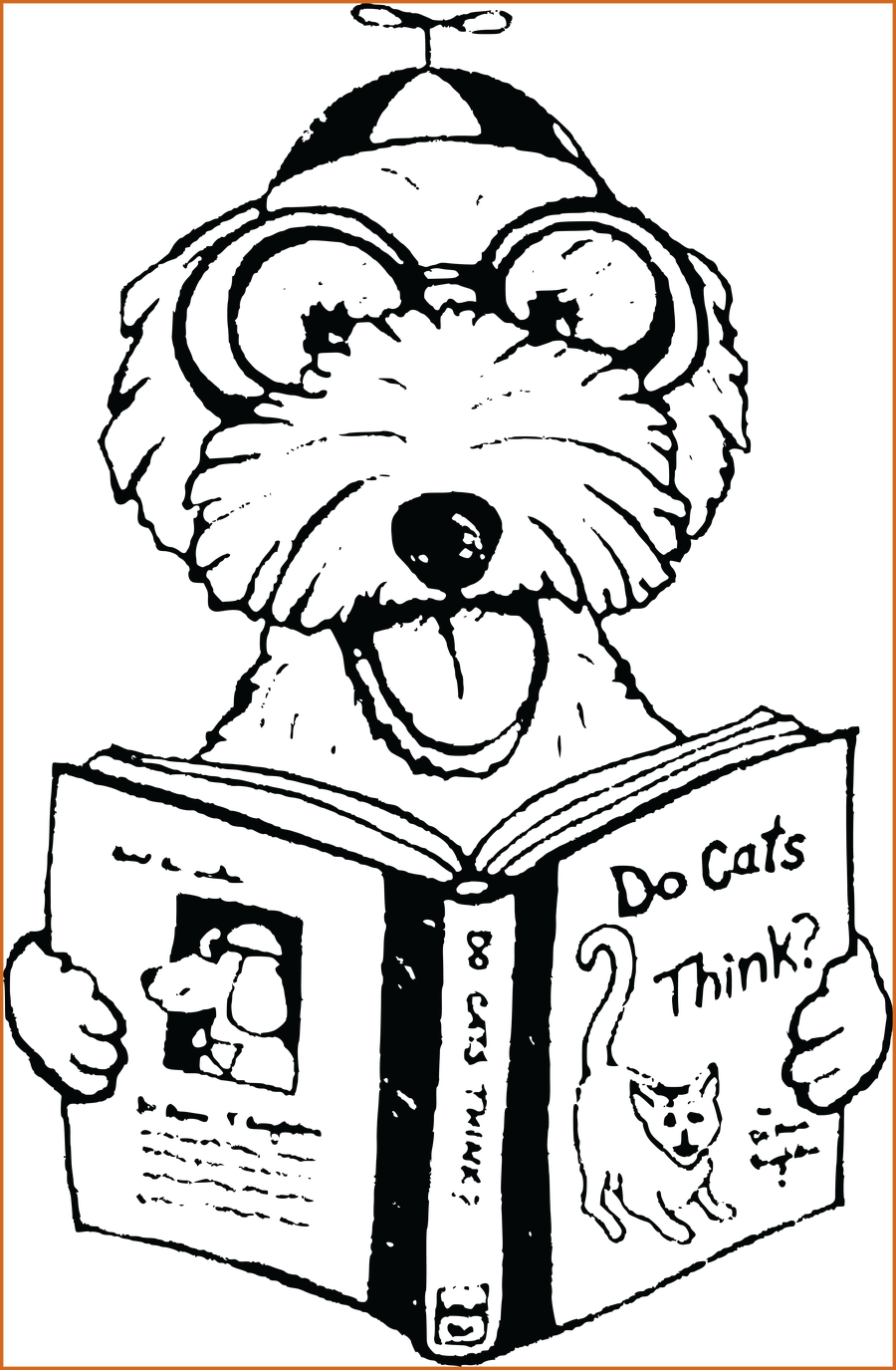 Best Clipart Of A Dog Reading Book About Cats For Cartoon - Dog Reading A Book Clipart (900x1375), Png Download
