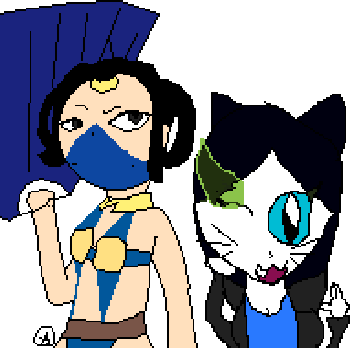 Misty Cage And Kitana - Drawing (1200x1200), Png Download